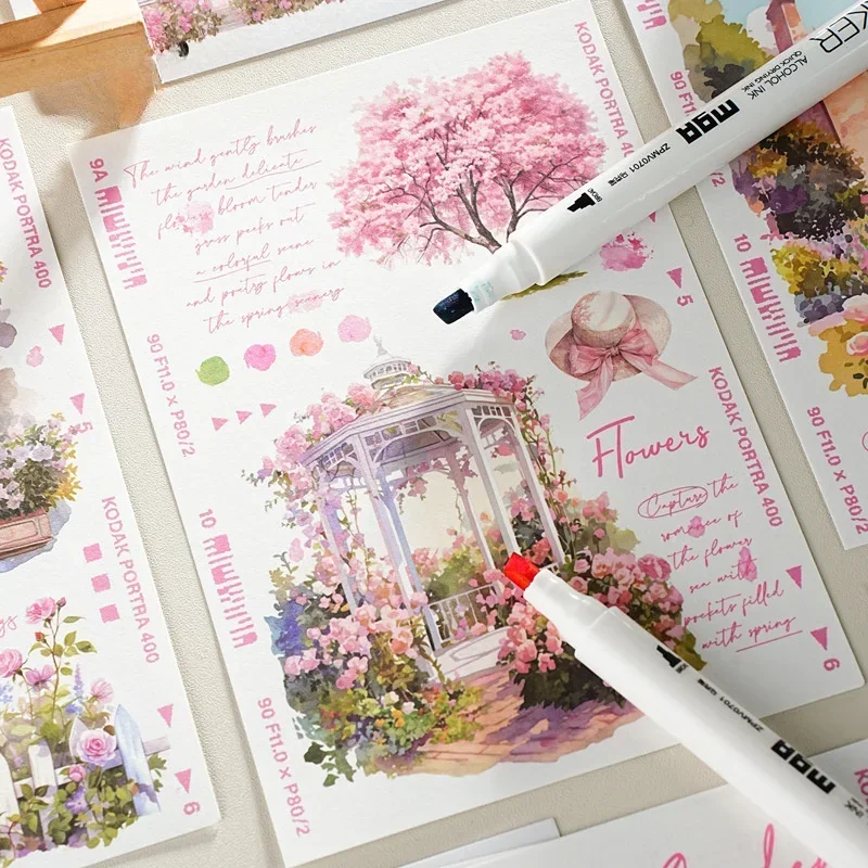 20 листов/упаковка, дорожная пленка INS, стиль, ландшафтный дизайн, альбом для скрапбукинга, мусорный журнал, материал, декоративный коллаж, васи/крафт-бумага, наклейки