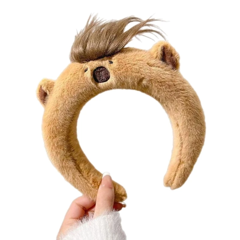 Teenager Cartoon Capybara Form Stirnband Erwachsene Plüsch Kopfbedeckung für Make-up Waschen Gesicht Sport Stirnband Anti Haar