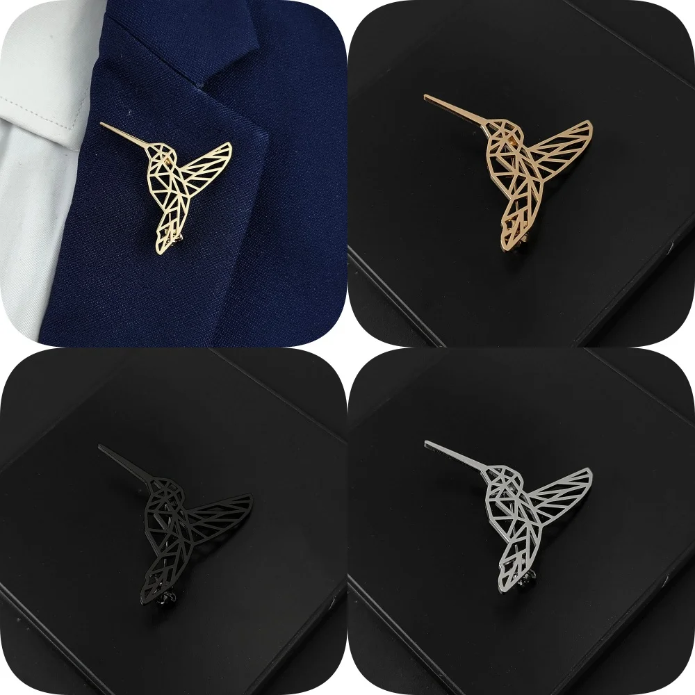 

Line woodpecker gold plated badge, men's suit brooch, black lapel pin, clothing accessories set, men's gift