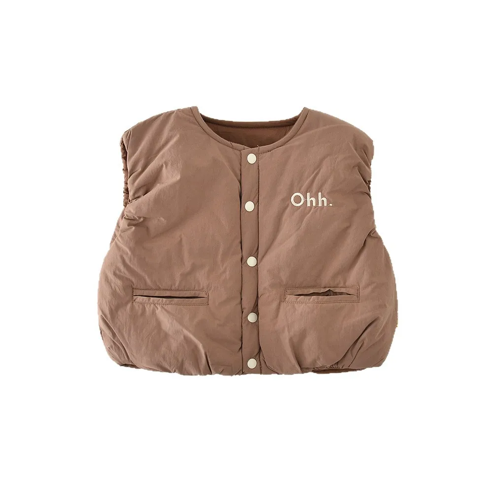 2025 شتاء جديد طفل بلا أكمام سترة دافئة الرضع الفتيات سترة صوف سترة زائد المخملية سميكة طفل الفتيان القطن وسادة مبطنة