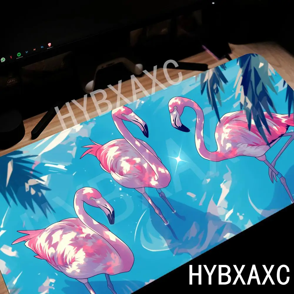 HYBXAXC Pink Flamingo Tropical Palm Art Mouse Pad Non-Slip Rubber Desk Mat for Gaming Office Laptop