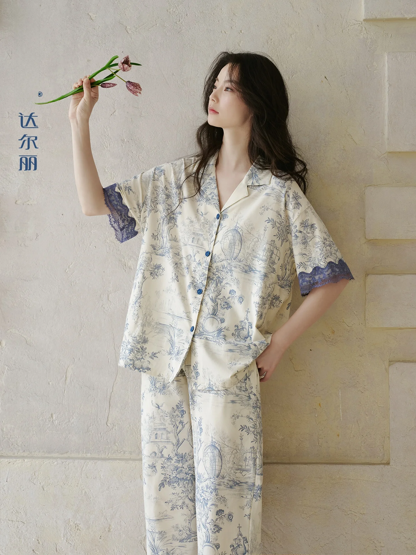darlly-pigiami-da-donna-in-puro-cotone-estivi-sottili-a-maniche-corte-pantaloni-lunghi-abiti-da-casa-eleganti-con-stampa-floreale-casual-comodi