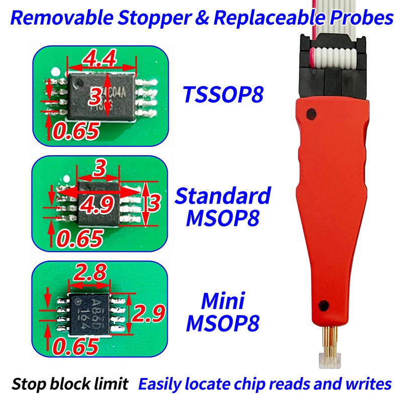 1PCS TSSOP8/MSOP8/Mini MSOP8 Chip Download Burn Write Probe Elastic Block Burn Needle  Car Instrument Program Connection Cable