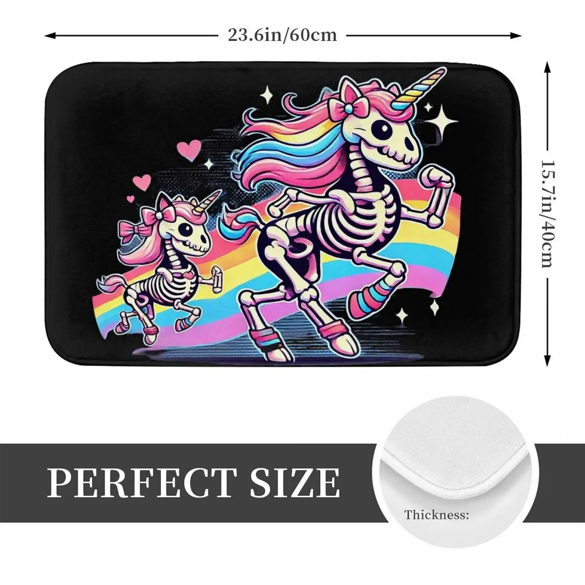 Skeleton Unicorn Rainbow Great Mix Mom And Daughter Non-slip Doormat Floor Mat Carpet Rug for Kitchen Entrance Home Footpad Mats