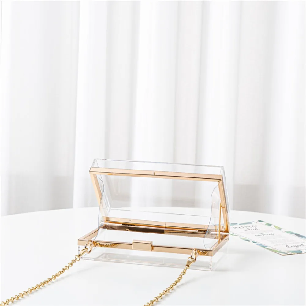 All-match Transparent Banquet Bag New Long Chain Advanced Sense Square Bag Large Capacity Party Crossbody Bag