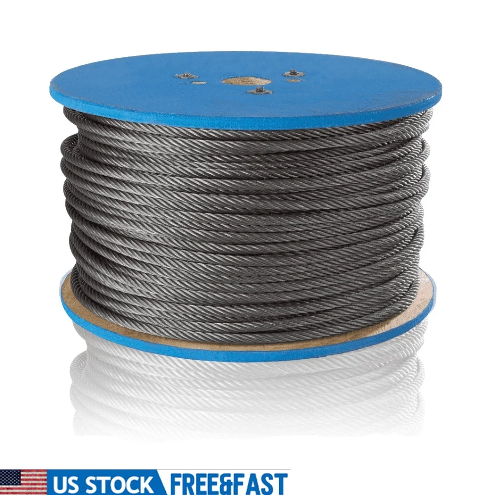 1/16" Galvanized Aircraft Cable 500ft Reel 7X7 Wire Rope Durable Strong Construction Working Load Limit 96LBS Industrial