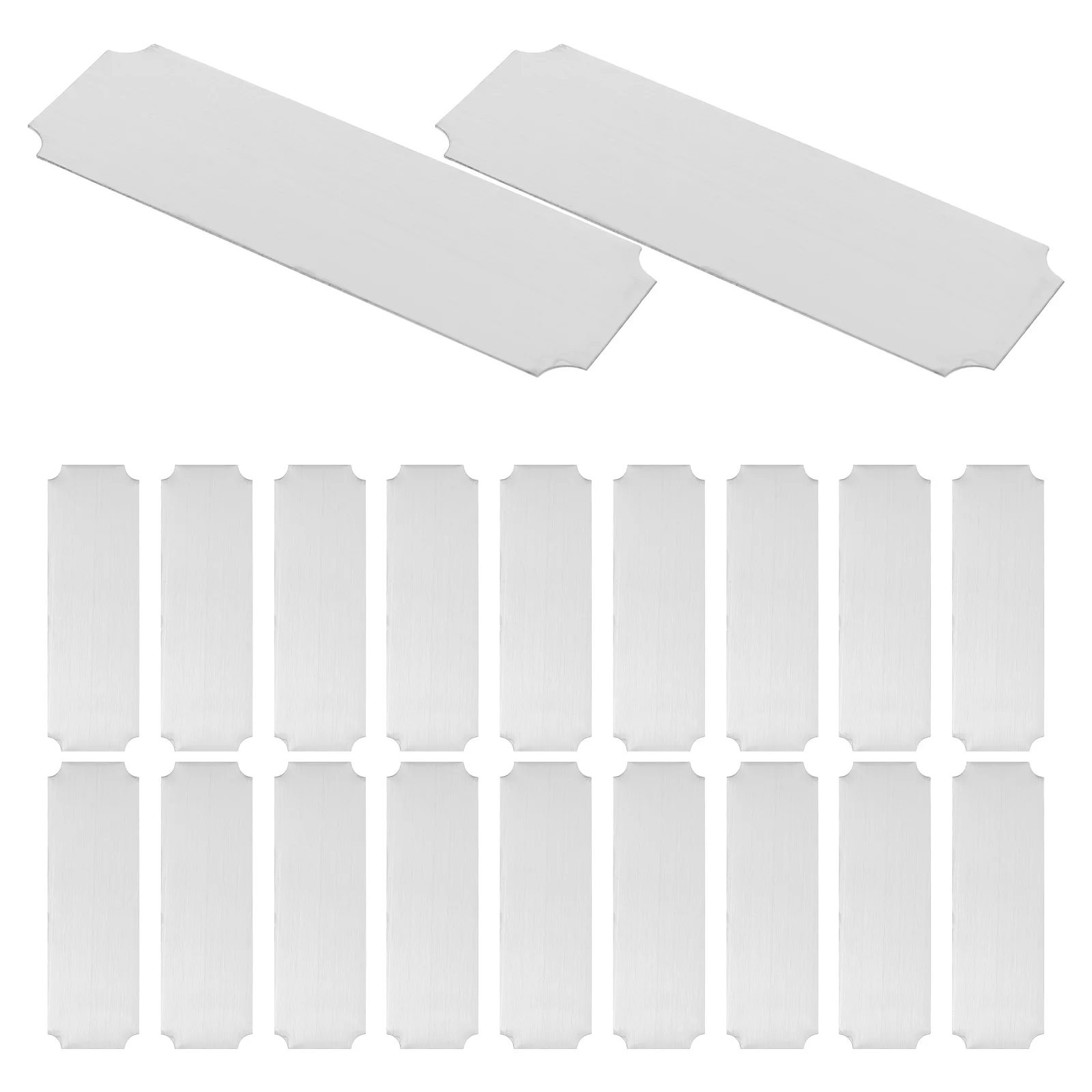 

20 шт., табличка с именем из нержавеющей стали, пустые прямоугольные металлические заготовки для визитных карточек для офисного стола, гравировка «сделай сам», серебро