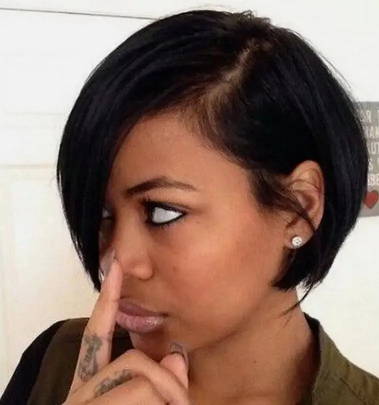 Straight Pixie Cut L part Lace Front Wig Brazilian Short Bob Human Hair Wigs