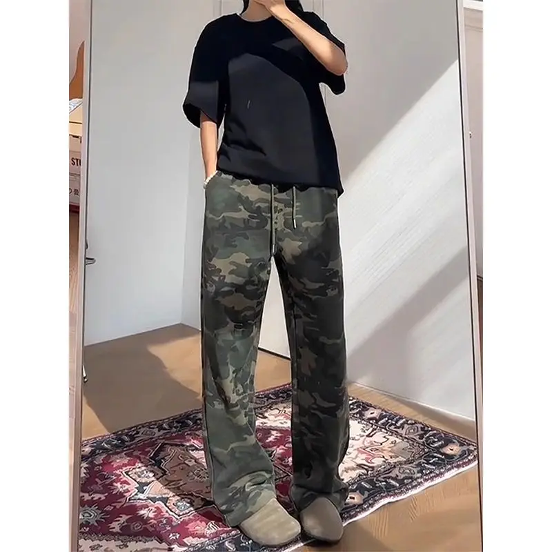 

Loose Straight Leg Camouflage Work Pants Large Size 300 Pou American Retro Sle Men's Casual Trousers Spring Autumn