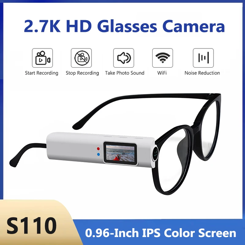 Mini Digital Camera Glasses HD 2.7k Motorcycle Action Cam Sport Glasses Head Mounted Recorder Go Pro Camera For Cycling Bicycle