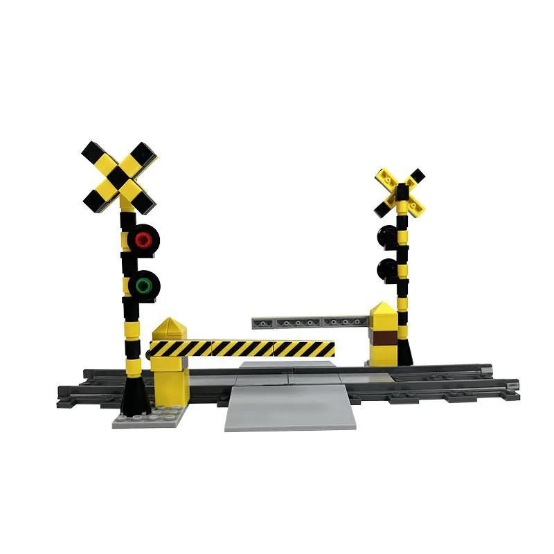 

Moc Small Particle Building Blocks, Urban Train Tracks, Traffic Lights, Railway Entrance Warning Lights, Compatible With LEGO