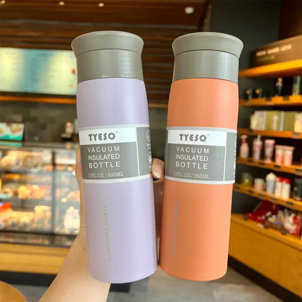 TYESO Stainless Steel Vacuum Thermos Cup Vacuum Flask Contracted Bottle Coffee Mug Portable Insulated Bottle Travel Car Drink