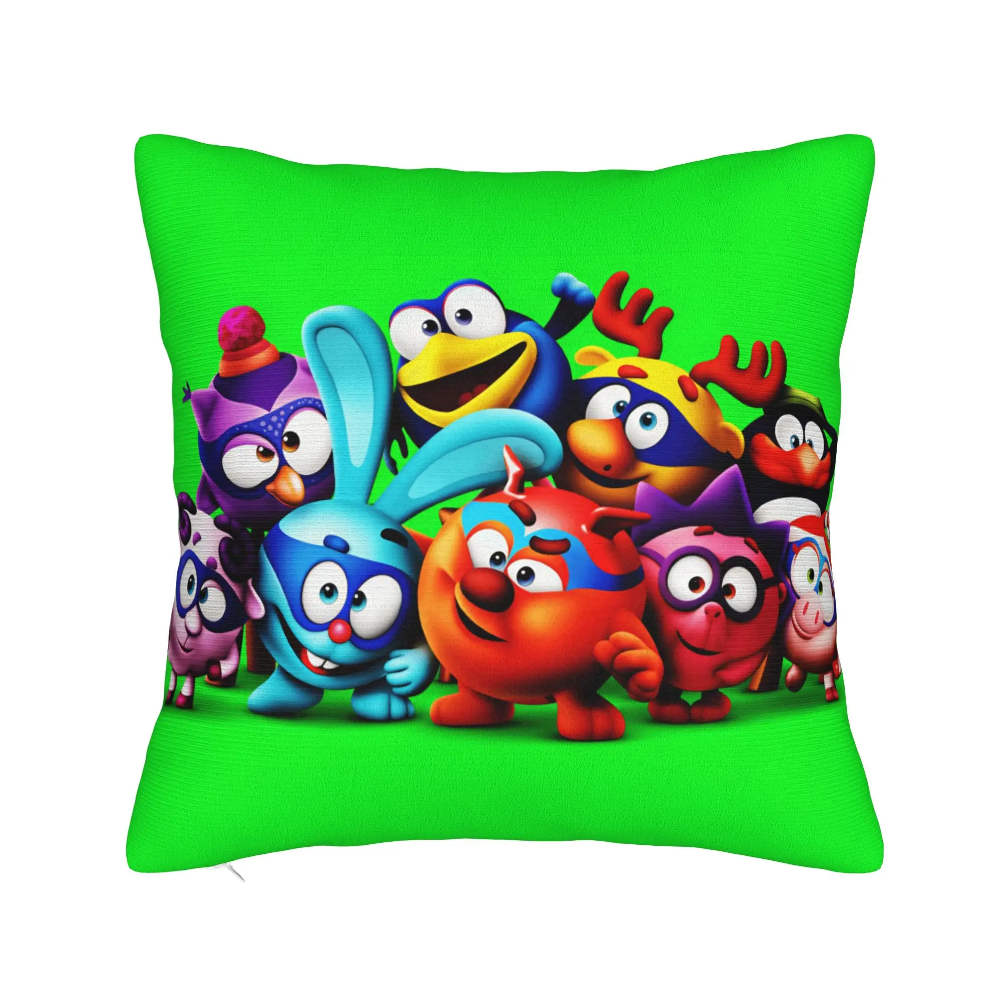 Kikoriki Version Characters Green Background Pillow Case  Kawaii Pillow Cover Square Pillowcases For Wedding Party Home Decor