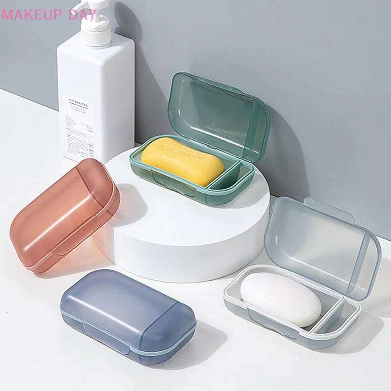 1PC Soap Rack Home Shower Travel Soap Box With Lid Dormitory Bathhouse Sealed Portable Creative Soap Box Multi-function Storage