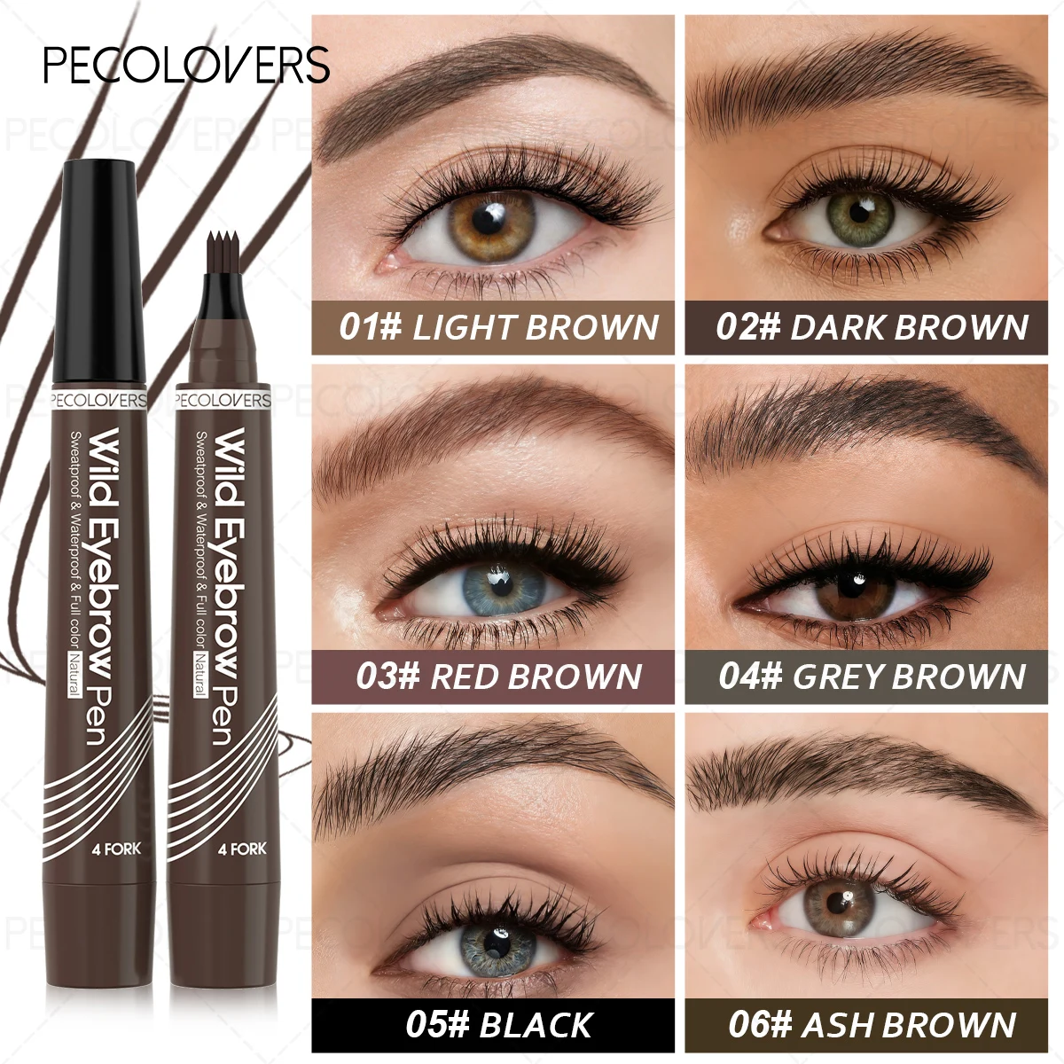 1PC Four-pronged Liquid Eyebrow Pencil, Fills The Gaps in The Eyebrows, Waterproof, Hair Flu Eyebrows, Eyebrow Cosmetics