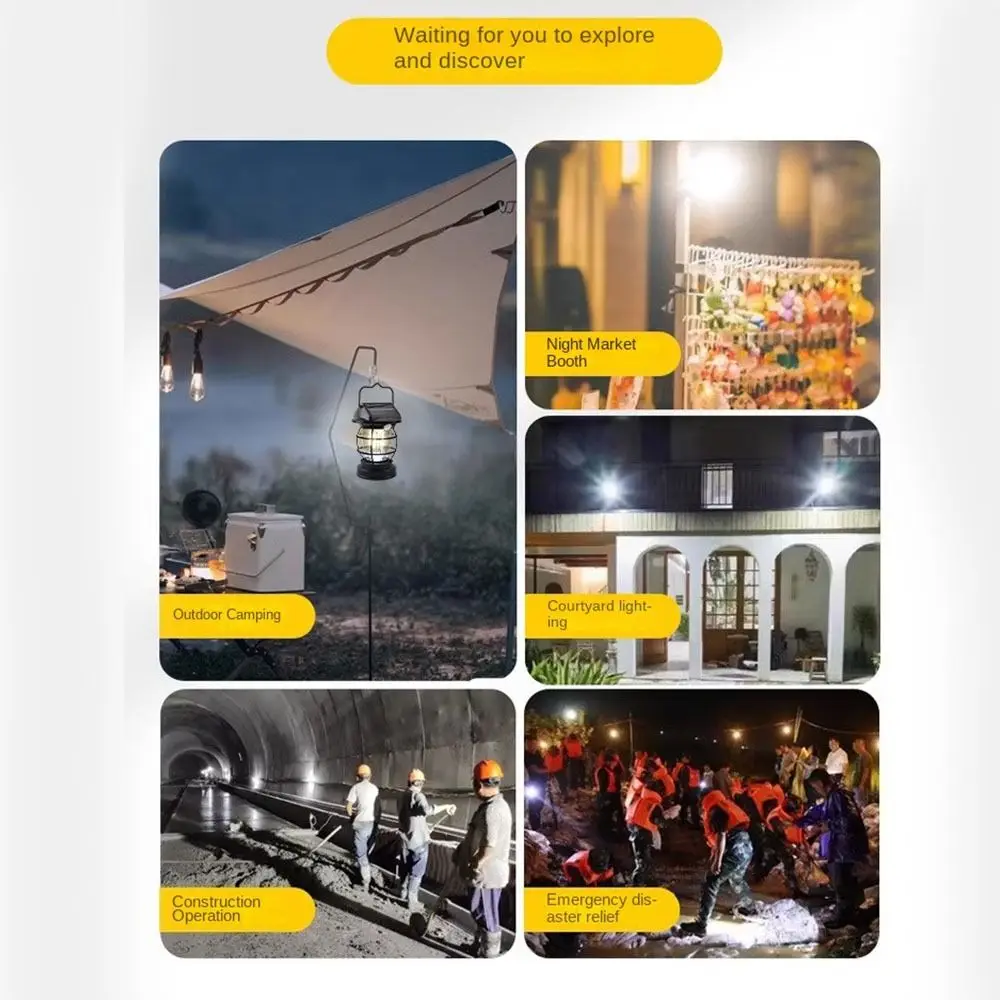 with Handle Solar Camping Lantern High Brightness Motion Sensor Camping Light Waterproof Type-C Rechargeable Solar Horse Light