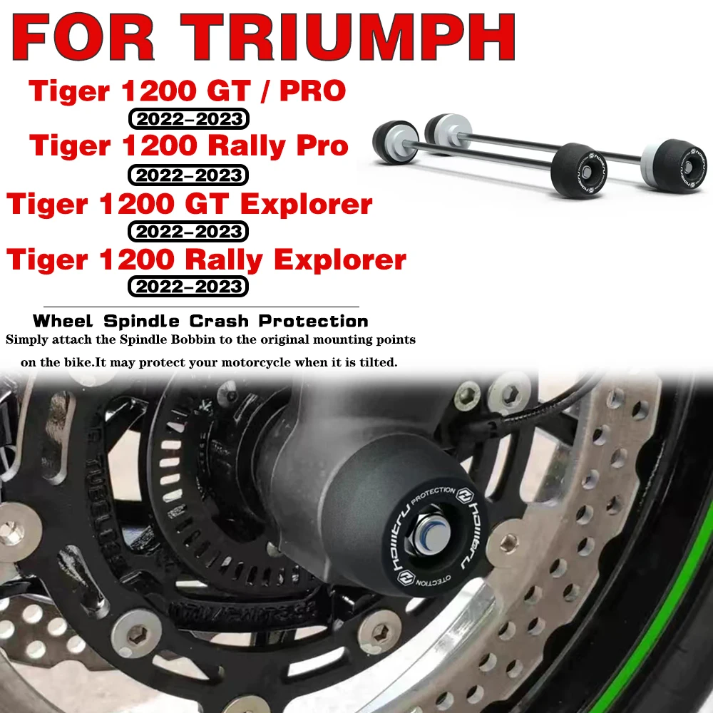 

For Triumph Tiger 1200 GT Pro Explorer / Tiger 1200 Rally Pro Explorer 2022-2023 Front Rear Wheel Spindle Crash Protection