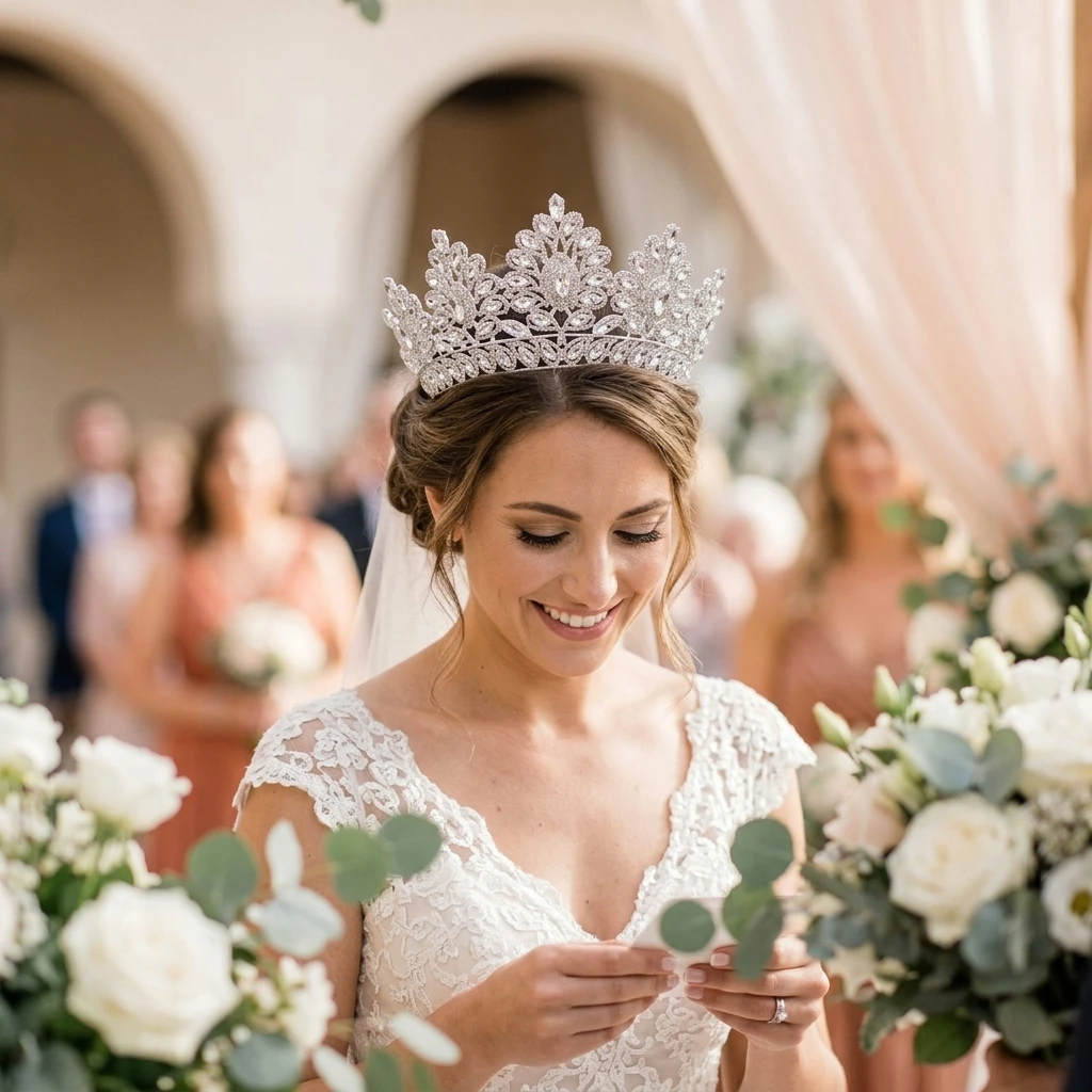 Bridal Rhinestone Crown Hairpiece for Wedding Dress Accessories with Alloy Base Crystal Embellishment view 3