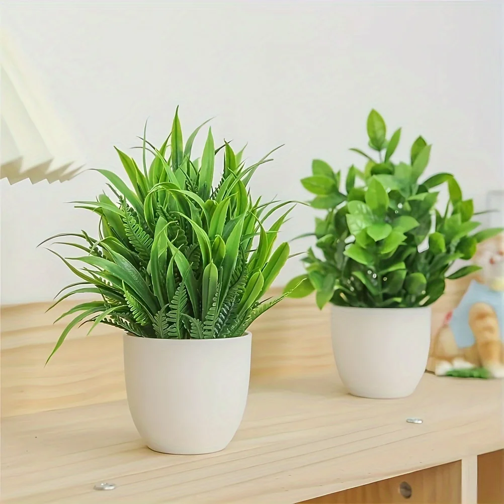 4er-Pack Mini Künstliche Topfpflanzen Gefälschte Bonsai-Grünpflanzen für Zuhause Büro Bauernhaus Badezimmer Regal Deko Innenbereich – Detail 7