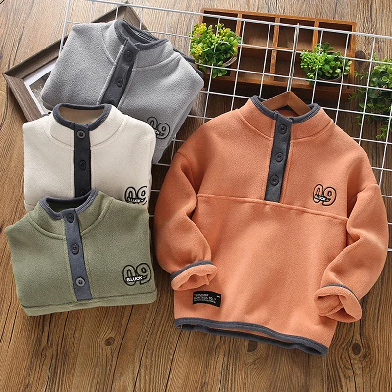 

3-12 Years Teen Boys Sweatshirt Autumn Winter Warm Fleece Top Kids Tracksuit Fashion Long Sleeve Pullover Sweater Child Clothing