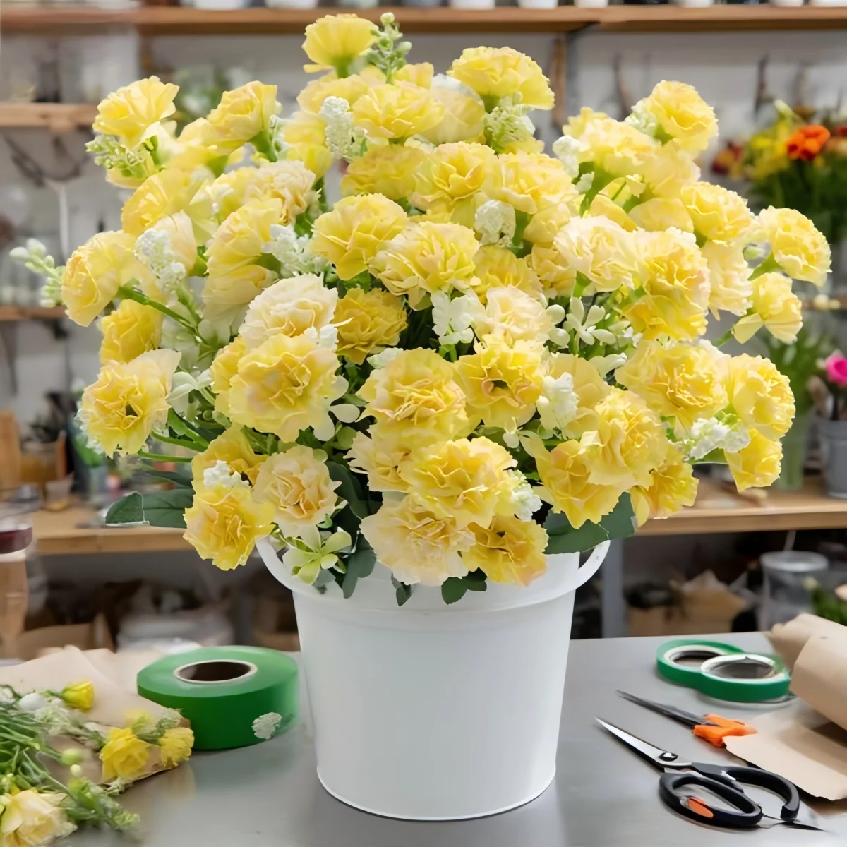 Flores Artificiais de Seda, Rosa e Cravo, Decoração para Casa, Vaso, Festival, Jardim Externo, Casamento, Acessório para Guirlanda de Noiva, Buquê, Presente