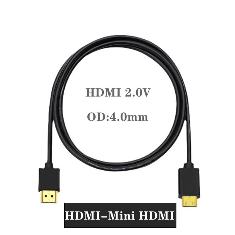 Cable Super suave Micro HDMI a Mini HDMI, Compatible con Mini HDMI, Ultra delgado, 4k, 60hz, portátil, corto y delgado, 3,2 en espiral, OD 2,0mm