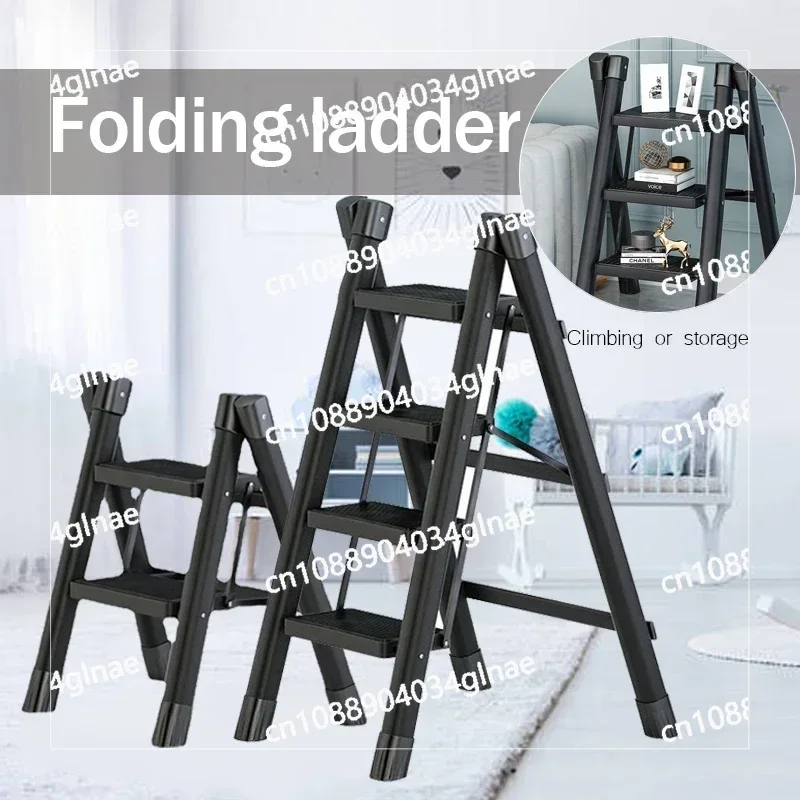 Ladder Folding Ladder for Home 2/3 Step Carbon Steel Step Stool Storage Rack Anti-slip Herringbone Ladders Indoor Folding Stairs