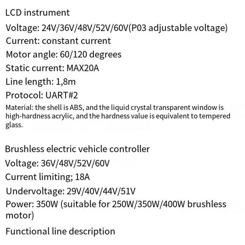 36V 48V 52V 60V 350W 18A Brushless DC Motor Controlador Ebike Controlador FC100 Display LCD Velocímetro