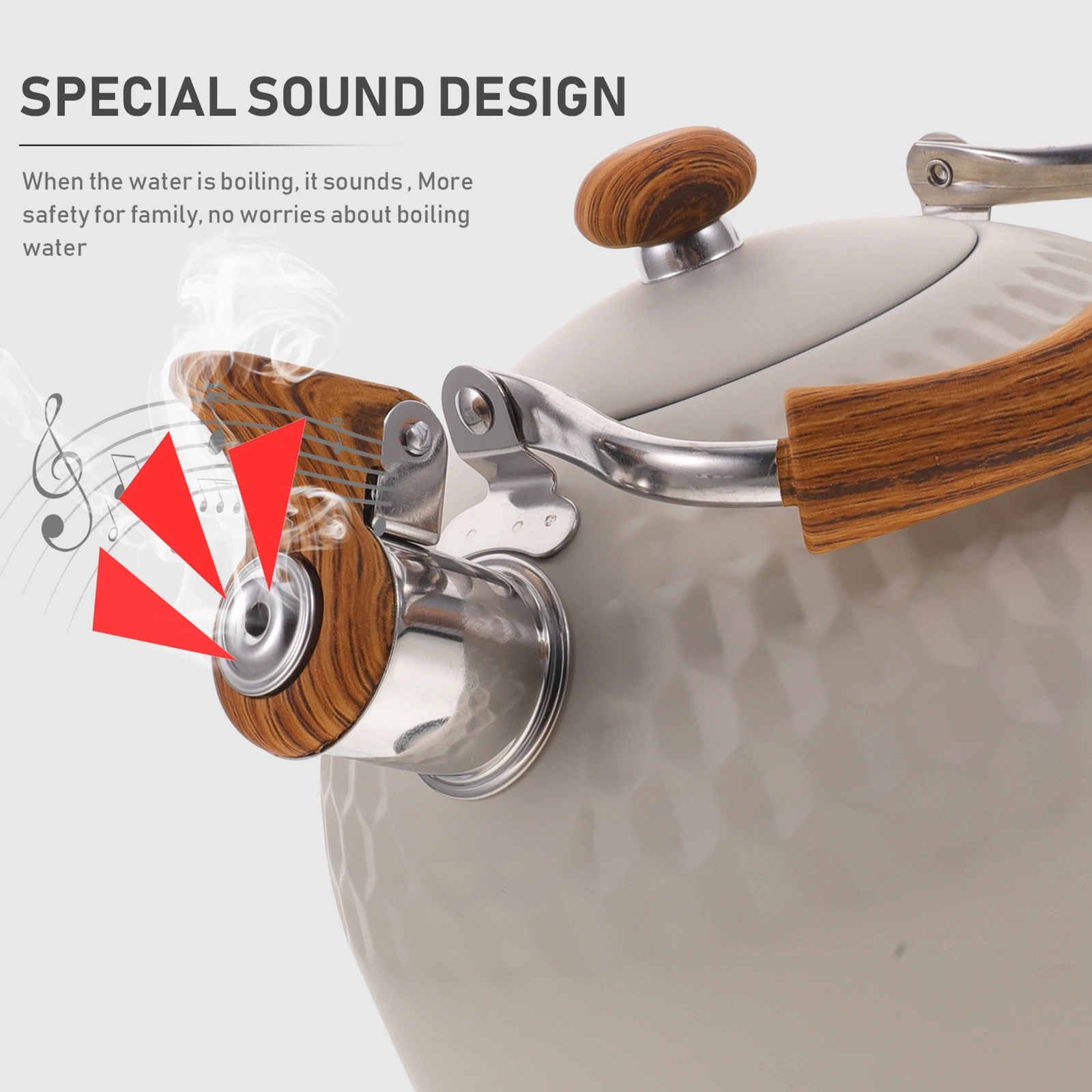 

Stainless Steel Whistling Kettle Heating Pot for Kitchen Boiling Water Rapid Heat Practical Metal Hot Water Kettle