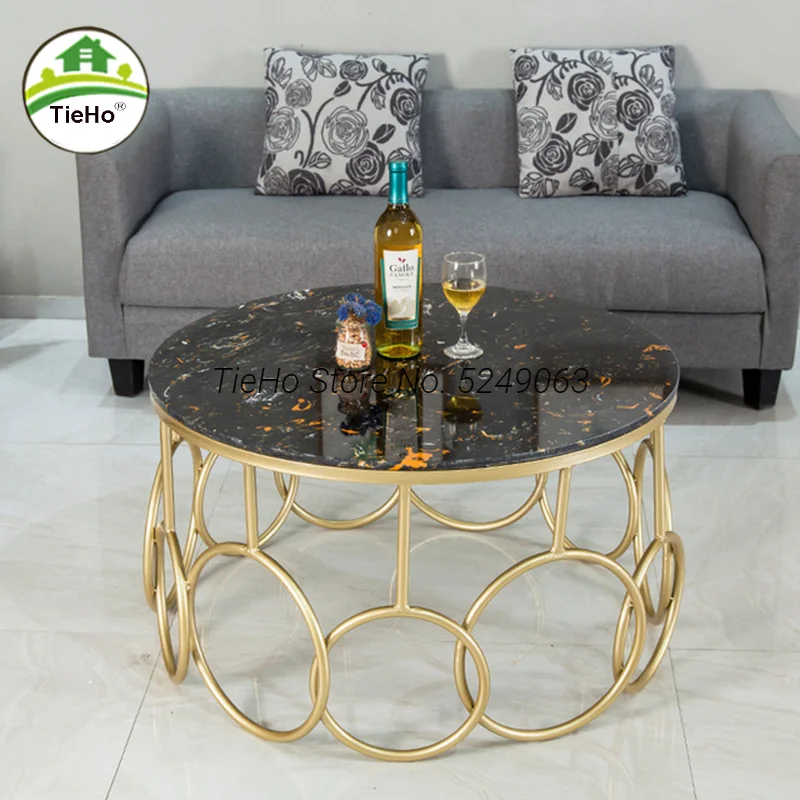 Taxe Incluse Table basse de luxe nordique en marbre, Table centrale pour salon, petit appartement, Table ronde, grande taille 80x45cm