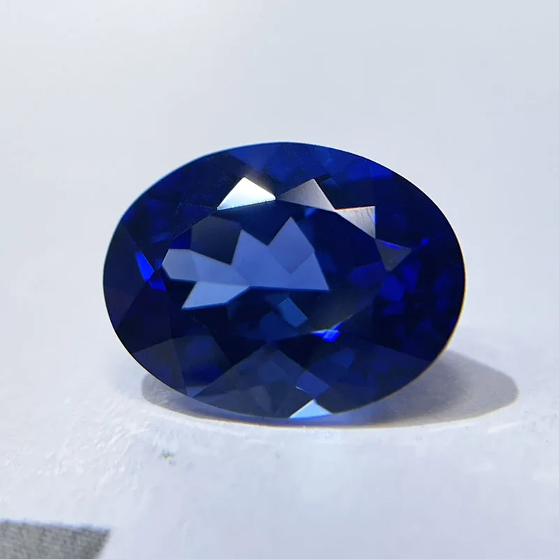 Im Labor gezüchteter Saphir in königsblauer Farbe, ovaler Edelstein für DIY-Ring, Halskette, Ohrringe, Hauptmaterialien, wählbares Zertifikat – Detail 3