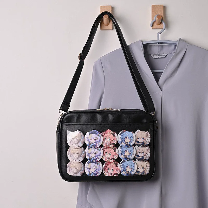 Cosplay Anime Badge Bag Messenger Bag Handbag Shoulder Bag Uniform Bag Cute Girl JK Bag Simple Transparent PU Bag Halloween Gift