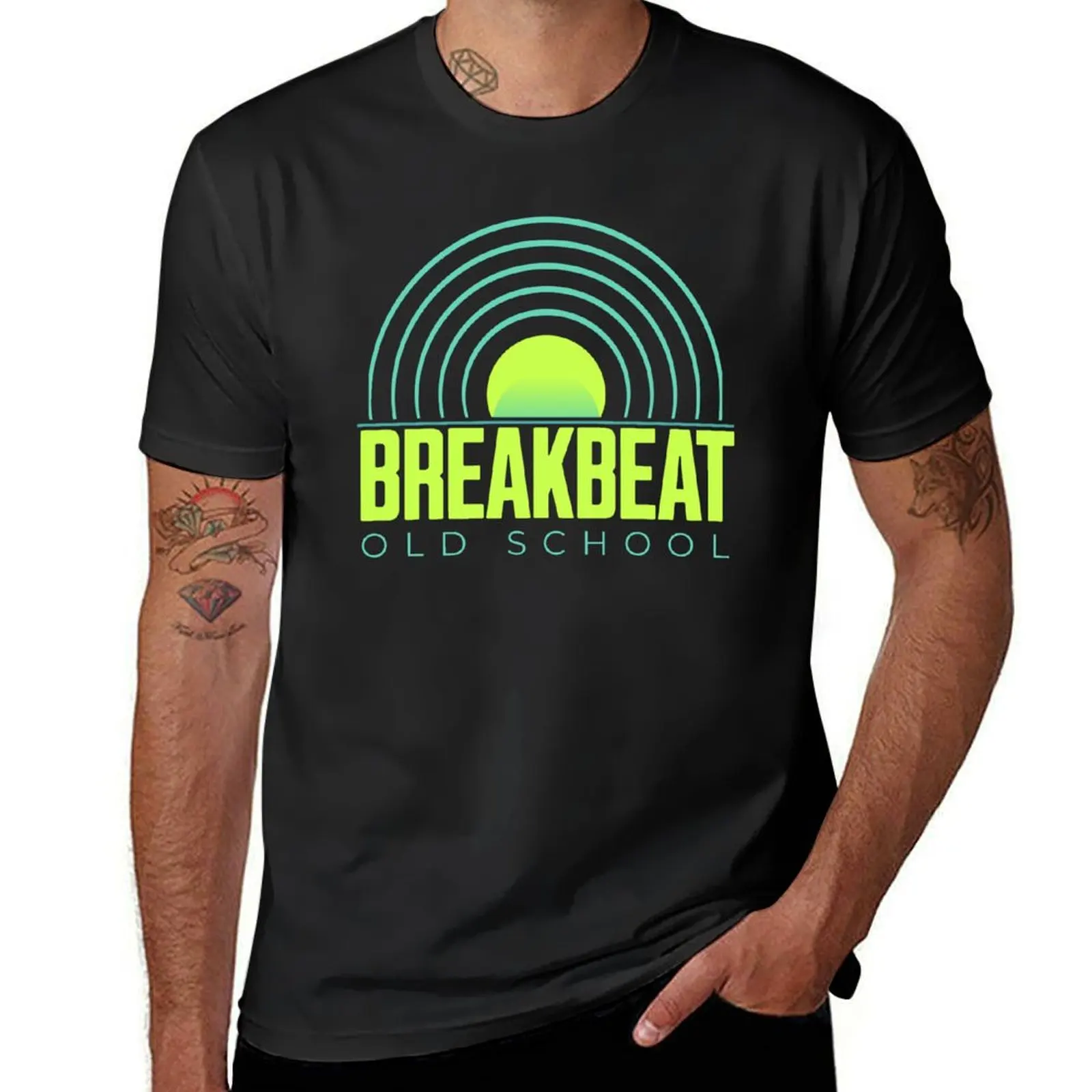 

BREAKBEAT - Old School Records (Lime/Blue) T-Shirt tops aesthetic clothes hippie clothes new edition black t shirts for men