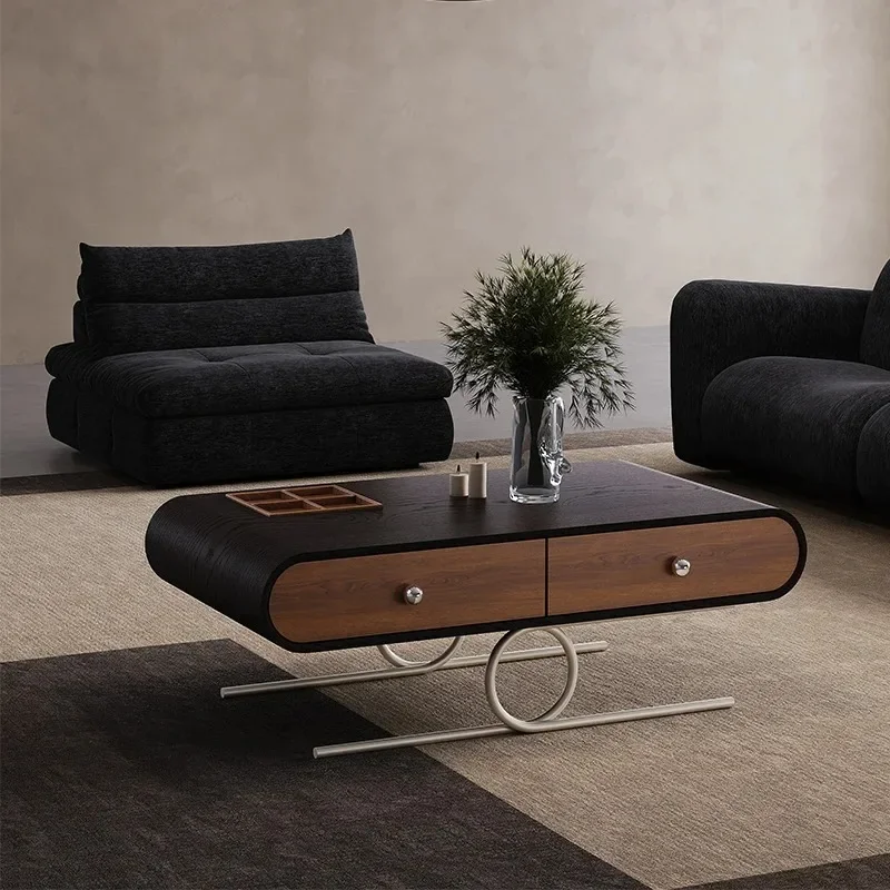 Hardware tea table walnut retro simple coffee table
