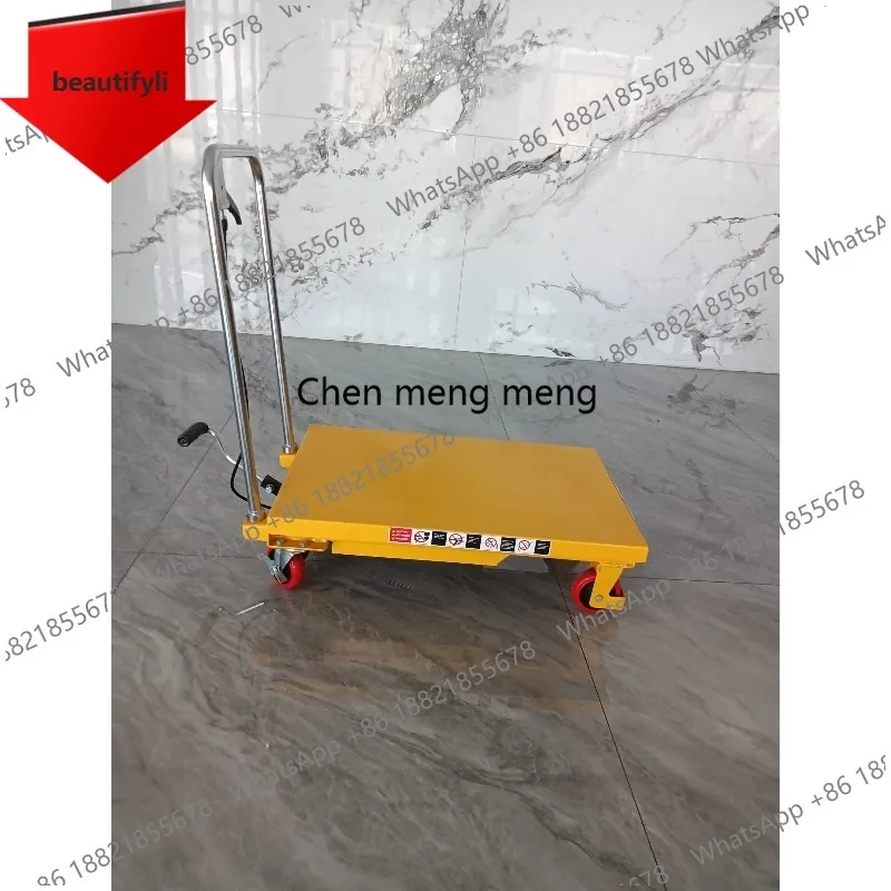A55 Manual Hydraulic Scissor Lift Table Truck 500KG Mobile Hand Push Platform Cart Small  Machine Loading Moving Elevating Trail