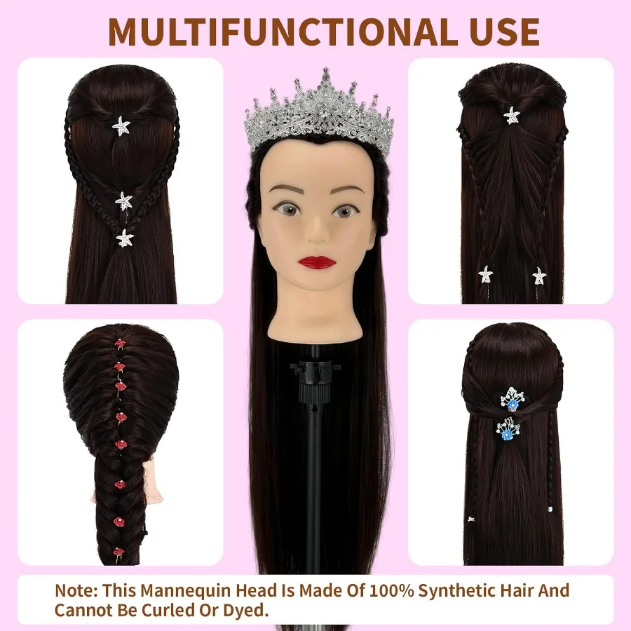 28 رأس عارضة أزياء للتجميل مع شعر لممارسة تصفيف الشعر الاحترافية مثالية لقطع التضفير والجلسات التدريبية