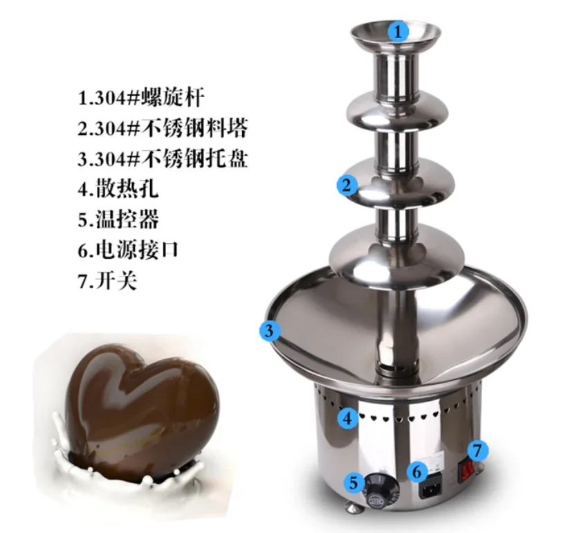 stainless steel chocolate fountain commercial and home waterfall fountain