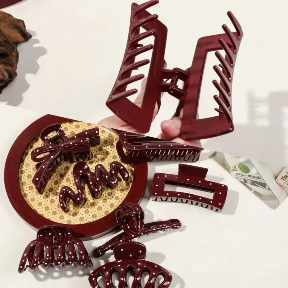 الخريف الشتاء الأحمر البولكا نقطة القوس القرش كليب الفرنسية مشبك شعر مقاطع أناقة إكسسوارات الشعر للنساء الفتيات هدية عيد