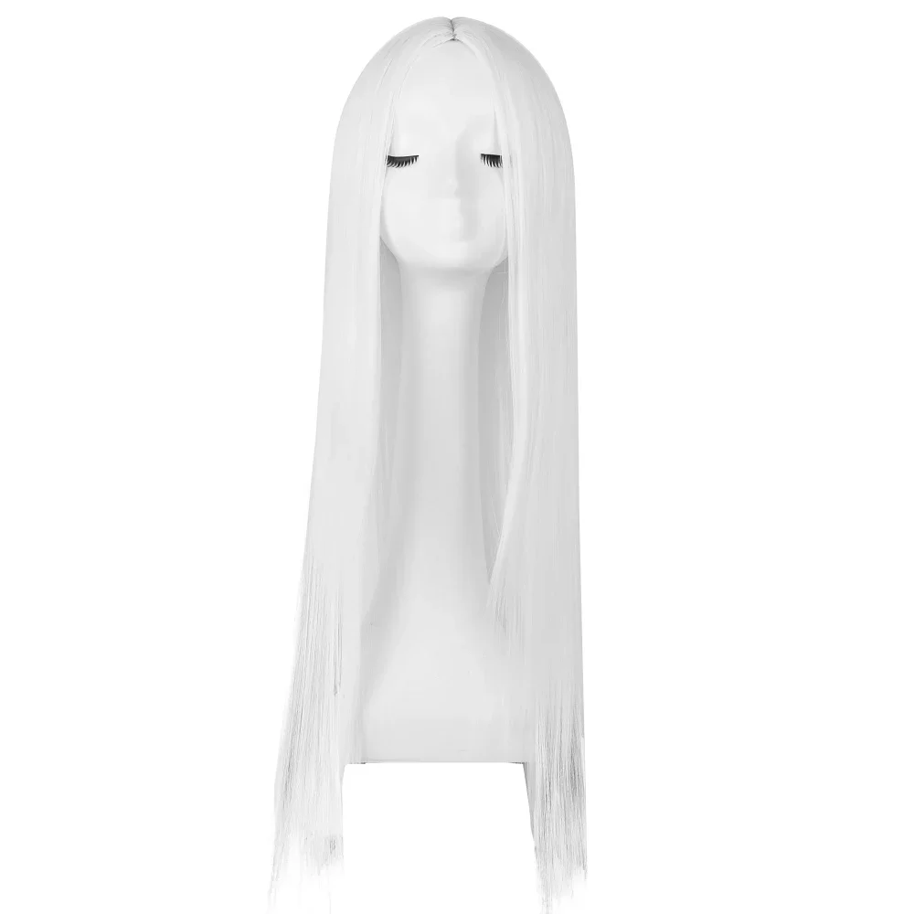 Fei-Show Costume Wig Synthetic Heat Resistant Fiber Long Straight White Hair Halloween Carnival Cos-play Events Women Hairpiece