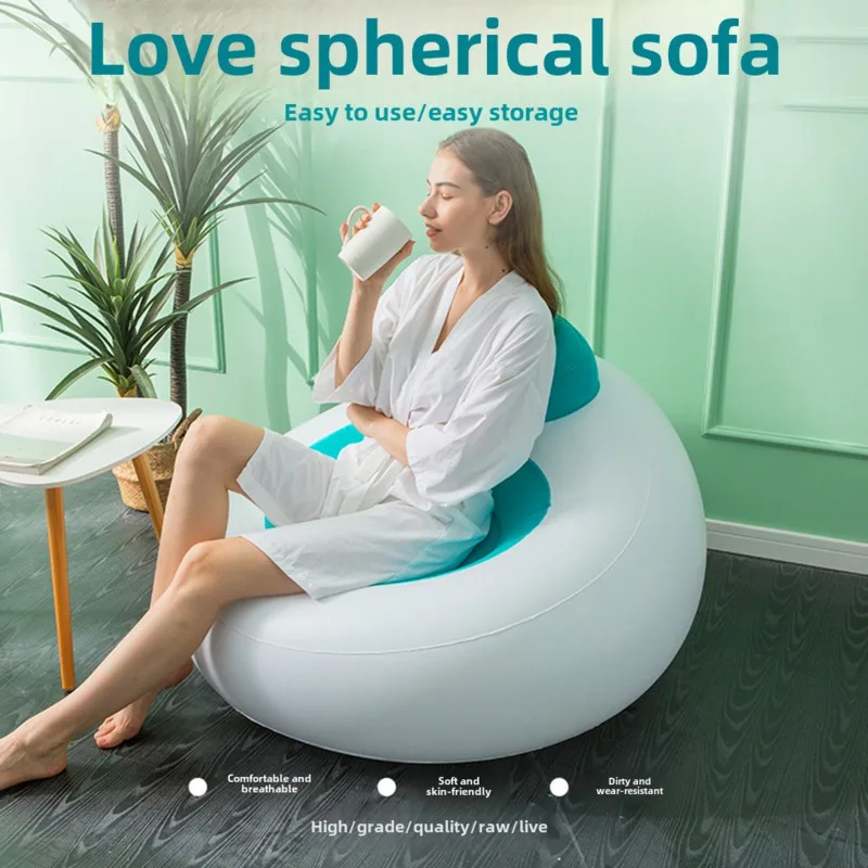 

Love Spherical Shape Sofa Inflatable Lazy Chair Portable Flocking Lounge Outdoor Beach Home Living Room Leisure Single Furniture
