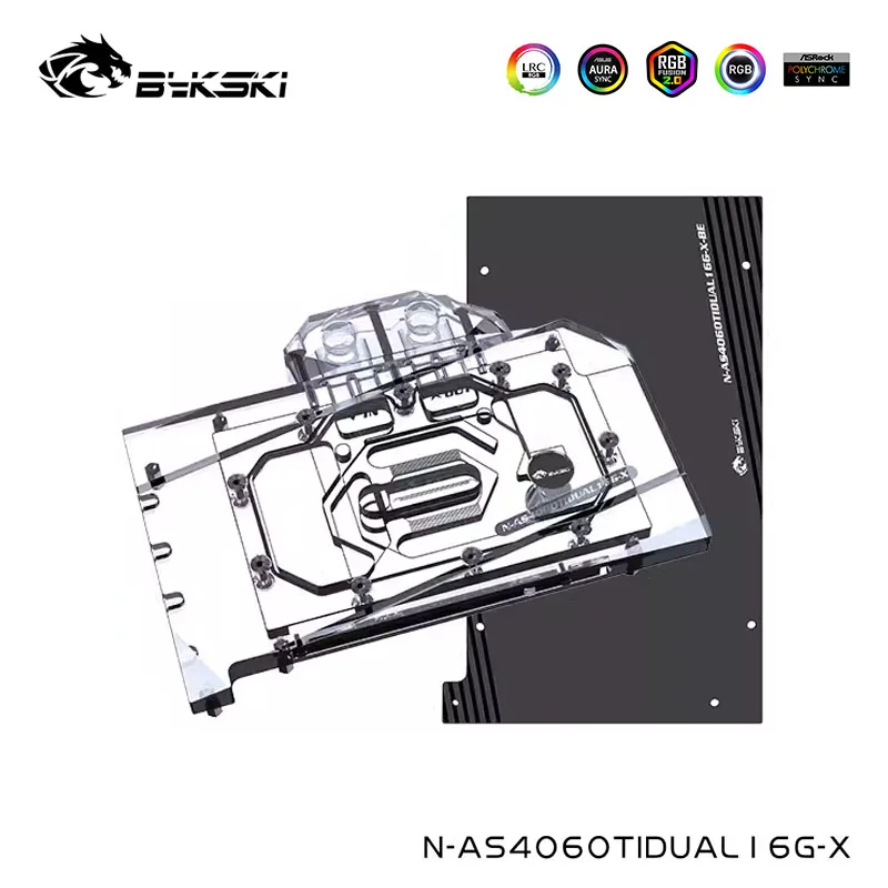 Bykski nuits d'eau servir pour les touristes ASUS Geforce RTX 4060 Ti OC 16GB Refroidisseur de refroidissement de carte avec plaque arrière, N-AS4060TIDUAL16G-X