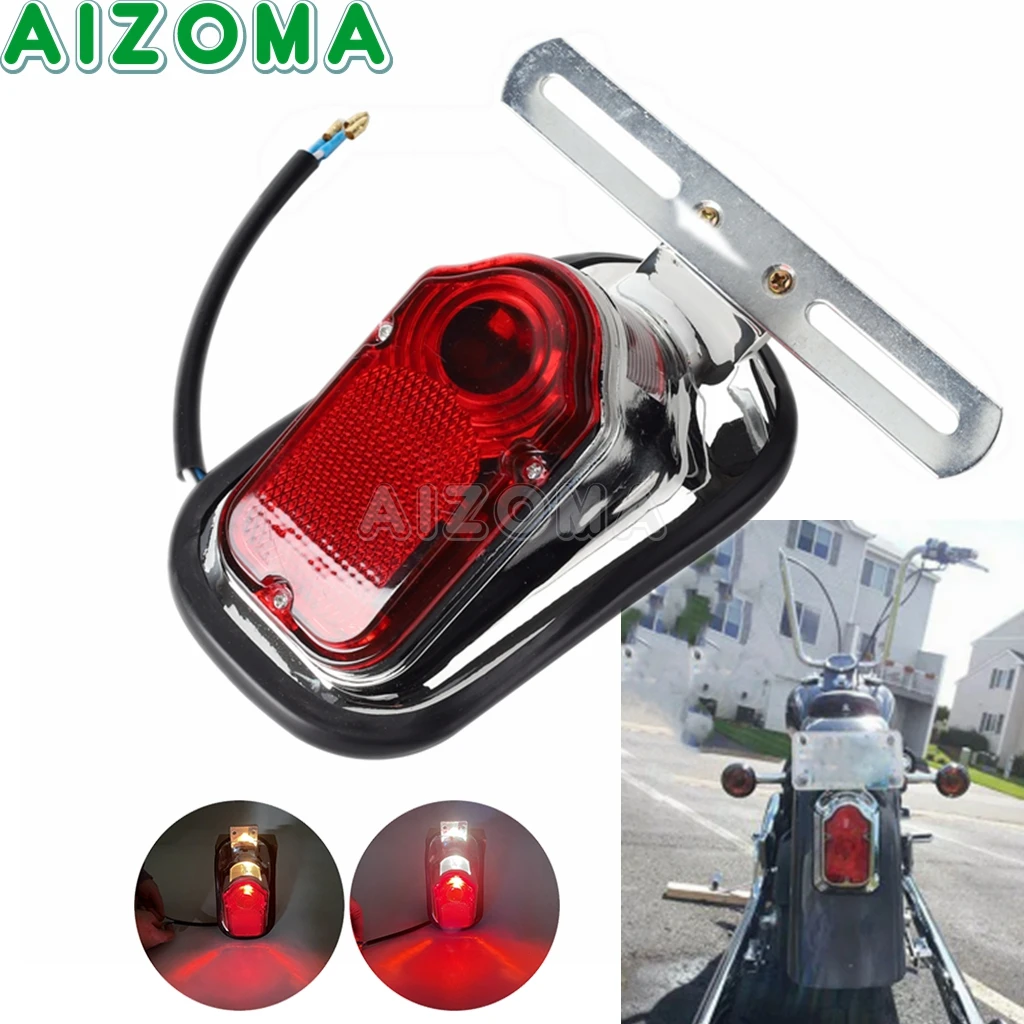 Motorcycle Tombstone Style Brake Stop Taillight w/ License Plate Rear Lights Bracket For Harley Chopper Bobber Electra Glide FLH