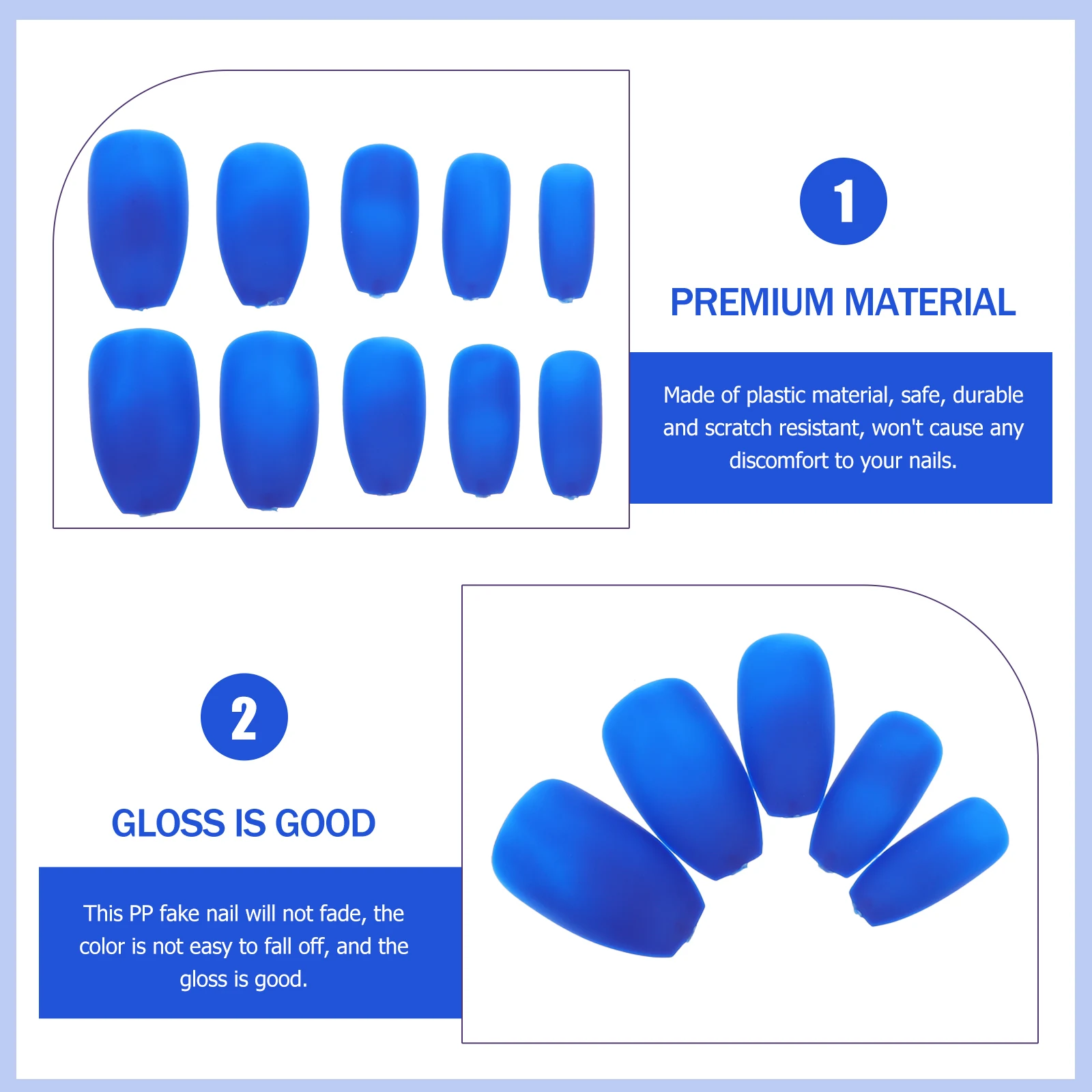 

Short Matte Coffin Tips False PP Material DIY Decorative Manicure Artificial Nails Wearable Nail Art Stickers Fake Nails