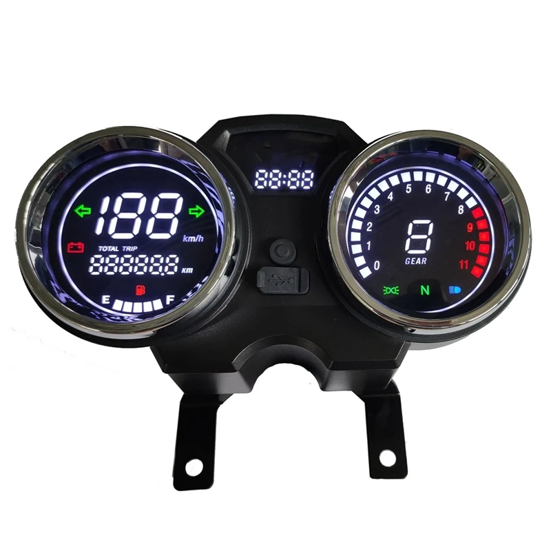 Motorcycle Speedometer With USB Charging Meter For Suzuki GN125-F HJ125-8E HJ150-3A EN125 GSX125 QS125 Accessories