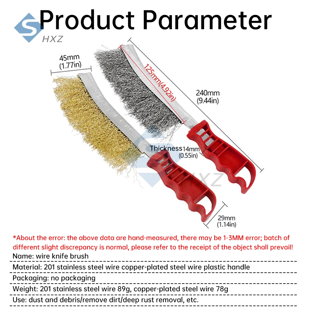 201/304 Stainless Steel Wire Brush Copper Plated Wire Brush Anti-rust/Clean/Paint Removal Multi-function Household Cleaning Tool