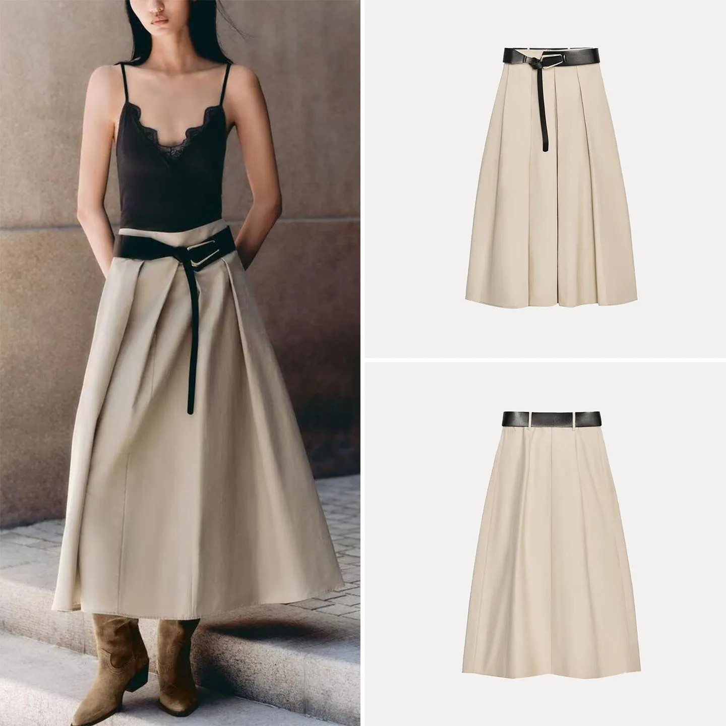 

Модный женский плащ, юбка-миди с поясом, осень 2024, Новое поступление, юбка-миди, подставка для повседневной носки, европейский Sle