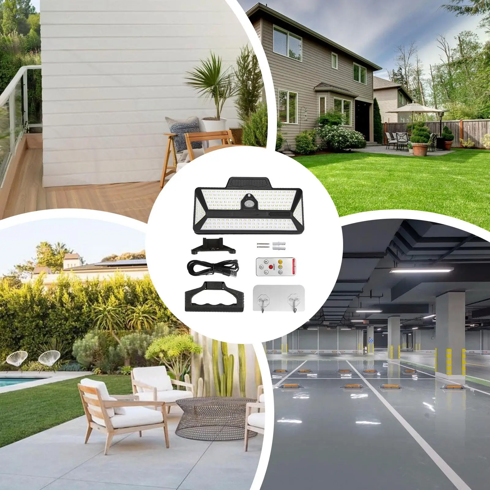 Solar Lights For Outside IP44 Waterproof Sensing Lamp 208 LED Solar Powered Light With 3 Color Modes For House Parking Lot