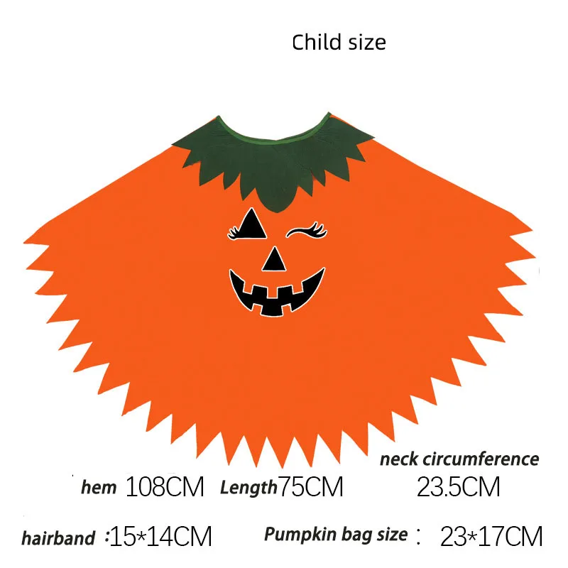 Halloween Costumes Luminous Pumpkin Cape Adult Children Shawl Pumpkin Hat Cosplay Costumes Novelty Suit Cute Cape Party Dress Up