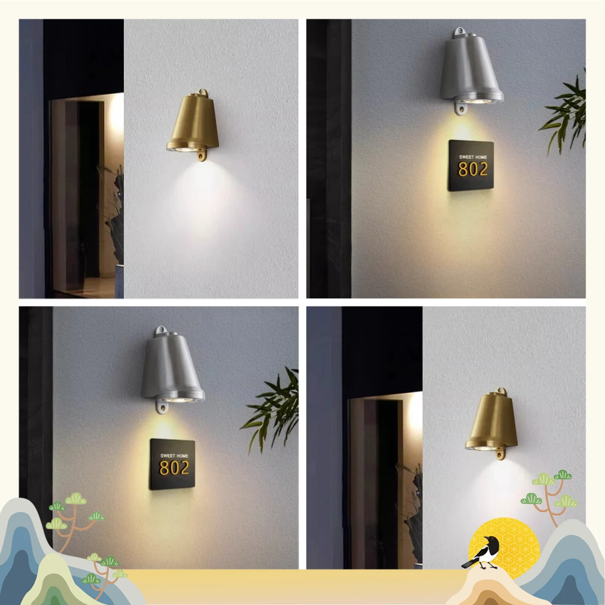 Retro Wabi Silent Wind Industrial Wind Charging Garden Light Minimalist Spotlight Cast Aluminum Horseshoe Light Waterproof