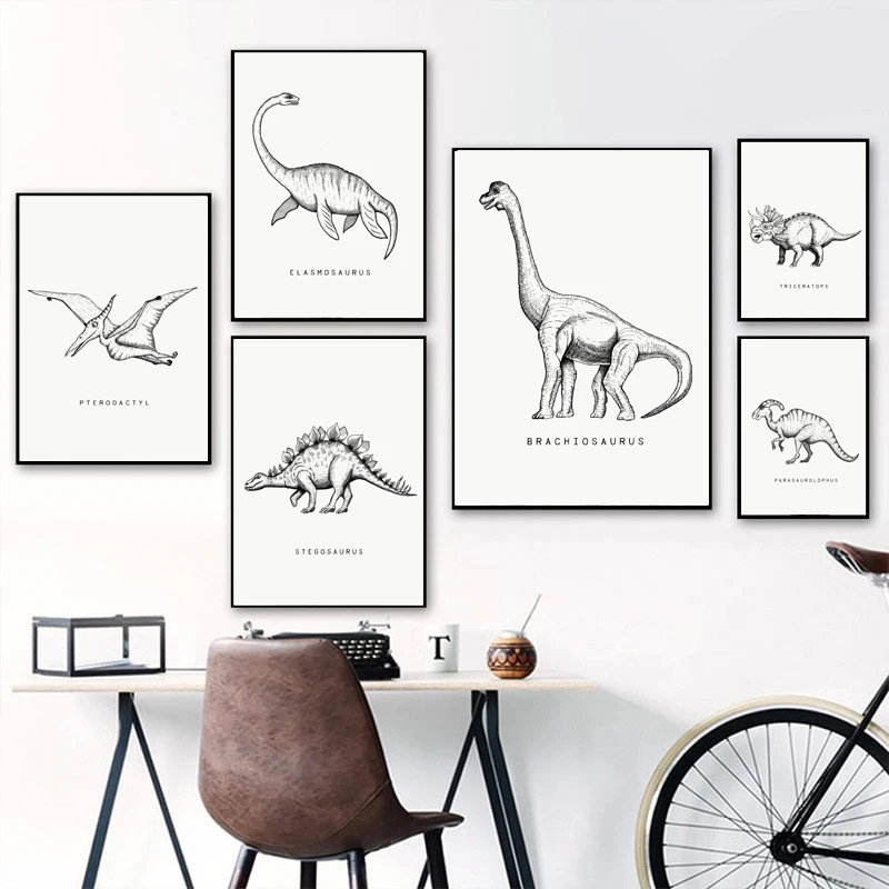 

Cartoon Dinosaur Triceratops animals Wall Art Canvas Painting Nordic Posters And Prints Wall Pictures For Boy Kids Room Decor